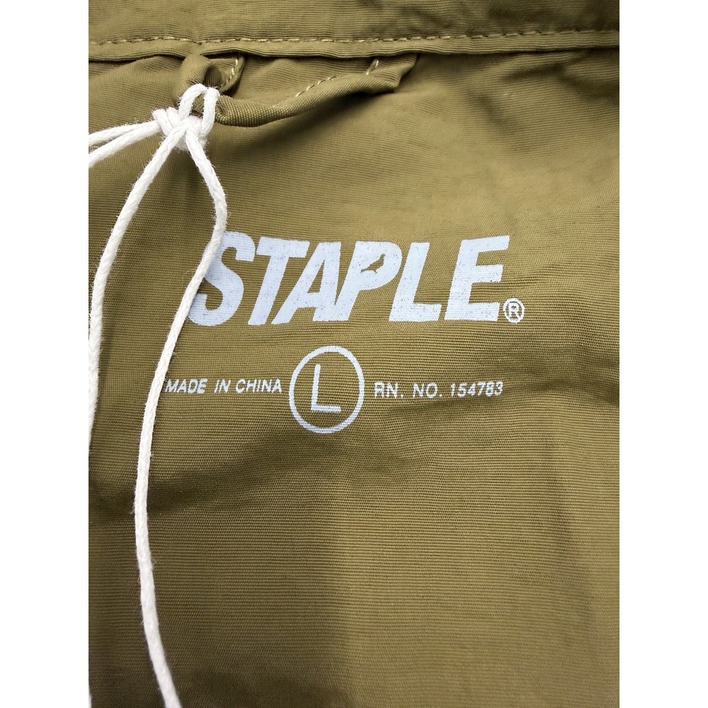 NWT Staple Men's Olive Green Lightweight Half-Zip Windbreaker Jacket Logo Size L - Picture 5 of 7